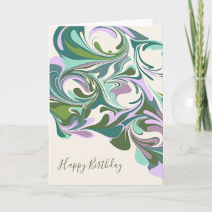 Carte Abstract Marble in Purple and Green Birthday