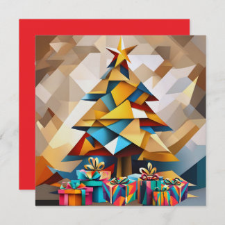 Carte Abstract Modern Christmas Tree Flat Card