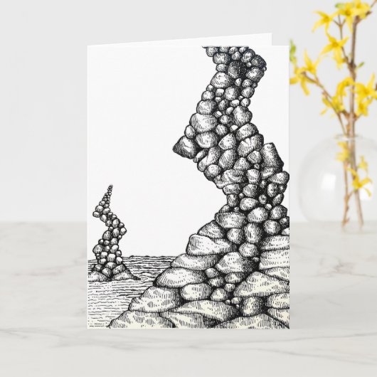 Carte Abstract Pen Angled Cliffs Rocks Drawing Card (Fleur jaune)