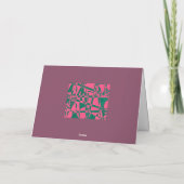Carte Abstract pink rose red Christmas trims with pine (Dos)