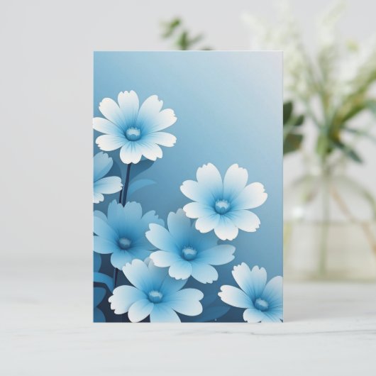 Carte Abstract Pretty Blue Flowers  (Debout devant)