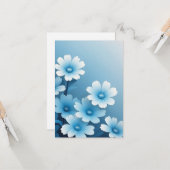 Carte Abstract Pretty Blue Flowers  (Devant/Arrière en situation)