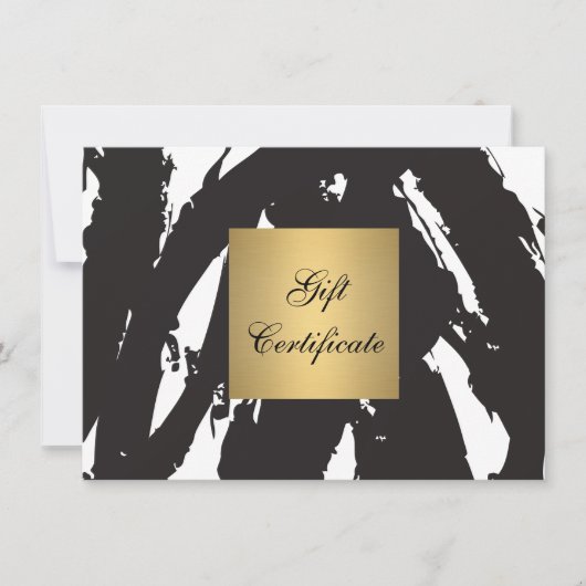 Carte Abstrait Black Brushstrokes Certificat cadeau (Devant)