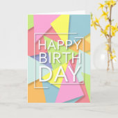 Carte Abstrait coloré Joyeux anniversaire (Fleur jaune)