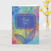 Carte Abstrait Coloré "Merci"  (Fleur jaune)