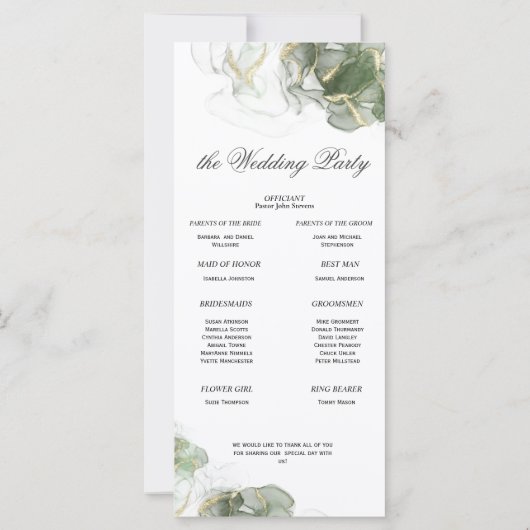 Carte Abstrait Gold Muted Sage Green (Dos)