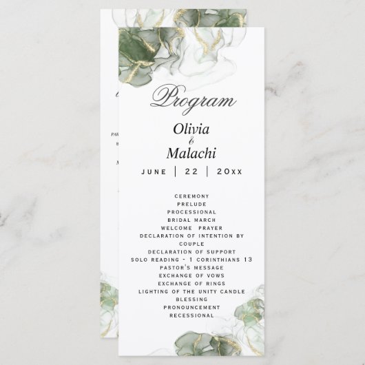 Carte Abstrait Gold Muted Sage Green (Devant / Derrière)