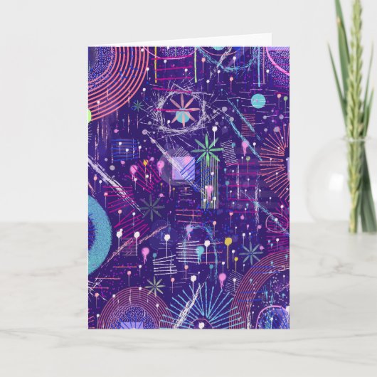Carte Abstrait Maximaliste sur Fond Violet (Devant)