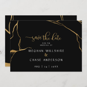 Carte Abstrait moderne Noir et Or Japonais Kintsugi