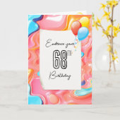 Carte Abstrait psychédélique 3D pour 68e anniversaire (Fleur jaune)