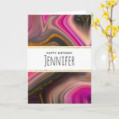 Carte Abstrait rose et noir avec des perches d'or Annive (Fleur jaune)