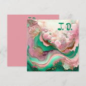 Carte Abstrait rose et Turquoise Verdigris 18e (Devant / Derrière)