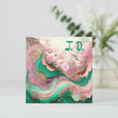 Carte Abstrait rose et Turquoise Verdigris 18e (Debout devant)