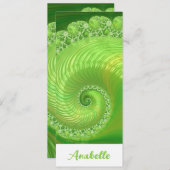 Carte Abstrait Signet de fractale de la spirale verte mo (Devant / Derrière)