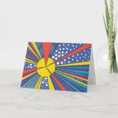 Carte Abstrait sunburst, coloré, personnalisé, unique (Devant)