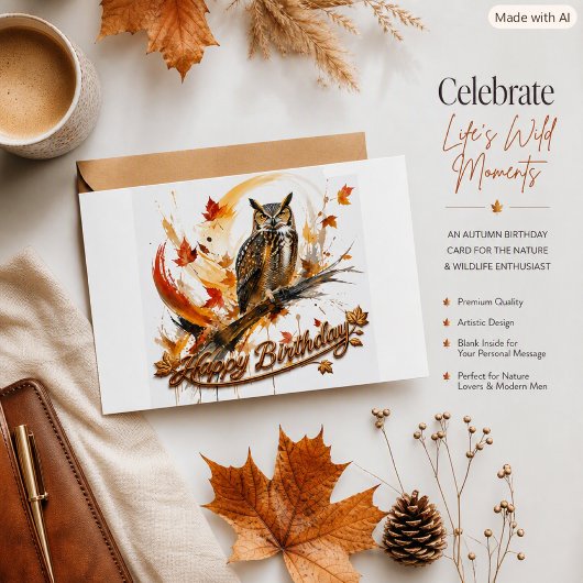 Carte abstraite de chouette d'automne pour anniver