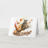 Carte abstraite de chouette d'automne pour anniver (Devant)