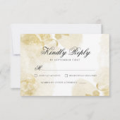 Carte Abstraite de mariage Gold RSVP (Devant)