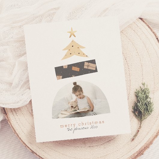 Carte Abstraite de vacances photo Arbre de Noël Bu