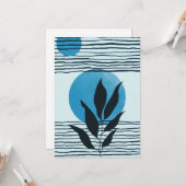 Carte Abstraite feuille tropicale contemporaine du milie (Devant/Arrière en situation)