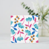 Carte Abstraite Florale rose/bleu clair (Debout devant)