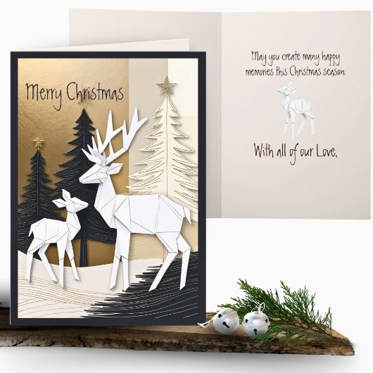 Carte Abstraite forêt minimale de rennes de Noël Origami