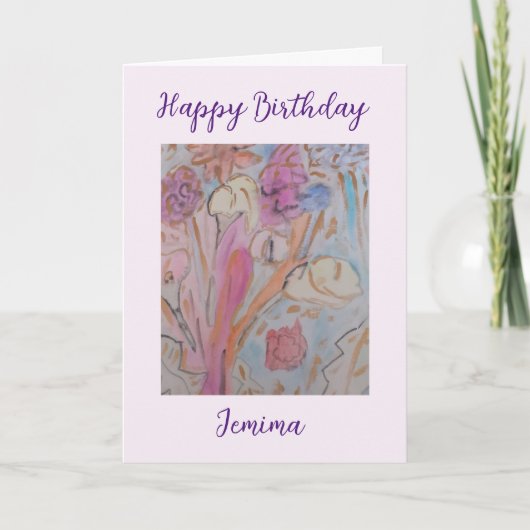 Carte Abstraite Pastel Floral Anniversaire (Devant)