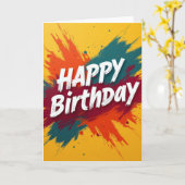 Carte Abstraite Peinte Festive (Fleur jaune)
