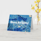 Carte Abstraite peinture multimédia mixte, Joyeux annive (Fleur jaune)