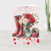 Carte Abstraits Roses rustiques et Rainboots (Devant)
