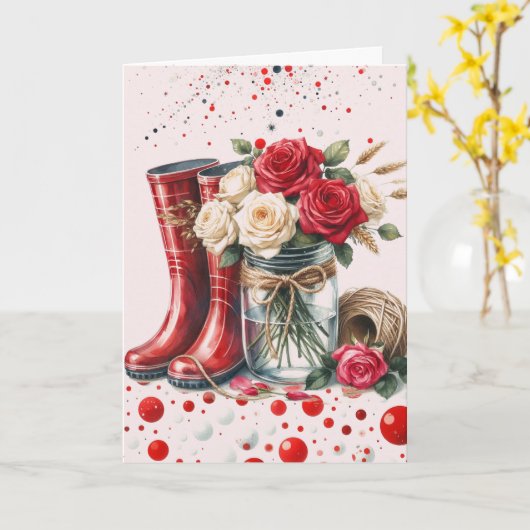 Carte Abstraits Roses rustiques et Rainboots (Fleur jaune)