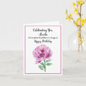 Carte Abuela Joyeux Août Anniversaire Purple Poppy (Fleur jaune)