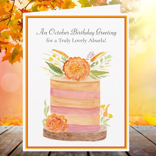Carte Abuela Octobre Anniversaire Marigolds sur le gâtea