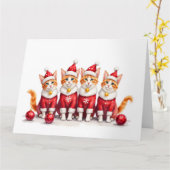 Carte Abyssinian Cat Christmas Dress Santa Hat (Fleur jaune)