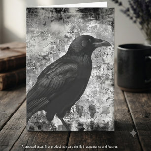 Carte Academia Sombre Art de Corbeau en Gris délabré