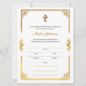 Carte Accents d'or Élégant certificat de baptême catholi (Devant)