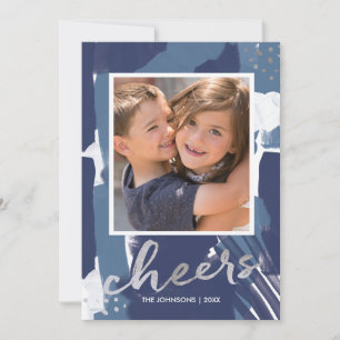 Carte Acclamations Peintes Faux Feuille d'Argent et Abst