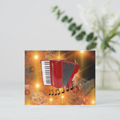 Carte Accordéon rouge en vacances arrière - plan or (Debout devant)