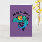 Carte Accrochez-Vous Là Gecko Coloré (Fleur jaune)