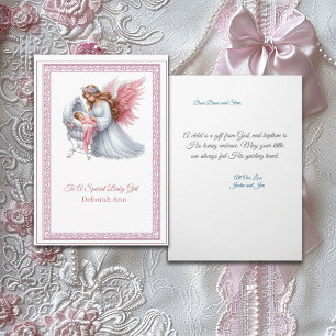 Carte Accueil Baptême personnalisable avec ange et bébé