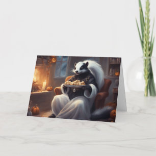 Carte Accueil Halloween cosy chez M. Skunk