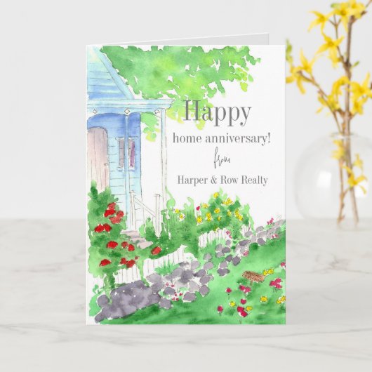 Carte Accueil Joyeux Anniversaire Cobblestone Cottage su (Fleur jaune)