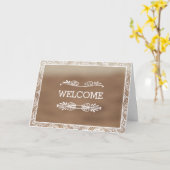 Carte Accueil personnalisé Brown Swirl Boarder (Fleur jaune)