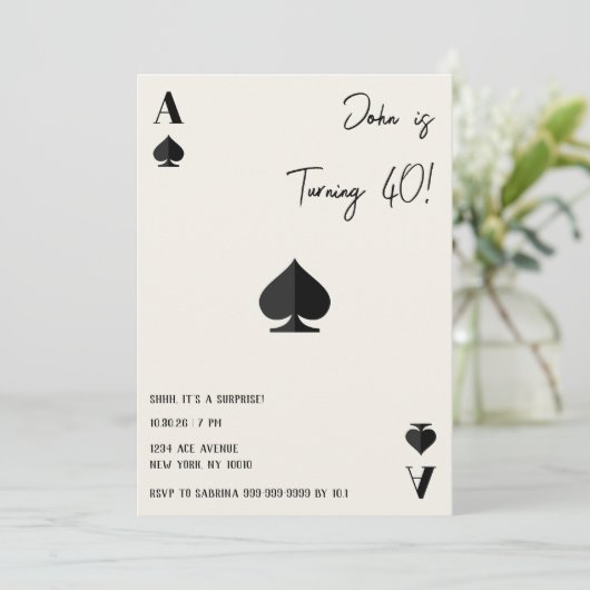 Carte Ace of Spades Birthday Card | Playing Card Party T (Debout devant)