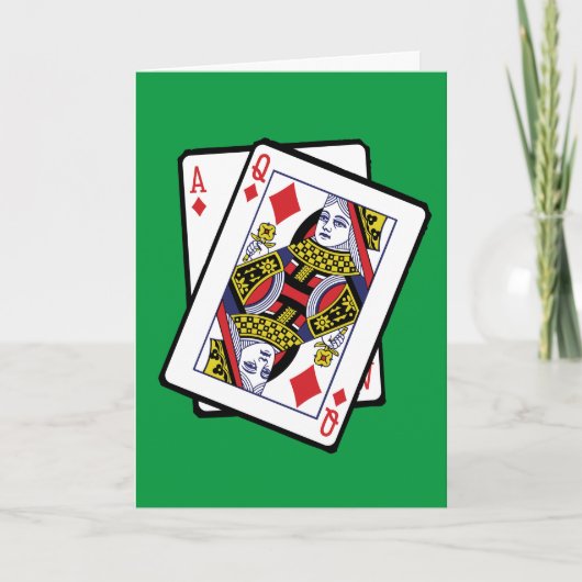 Carte Ace & Queen of Diamonds 21e anniversaire Né en 200 (Devant)