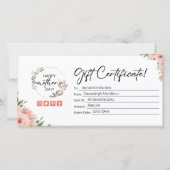 Carte Acheter Floral Mère's Day Certificat cadeau (Devant)