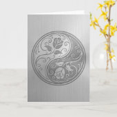 Carte Acier inoxydable Yin Yang Roses (Fleur jaune)