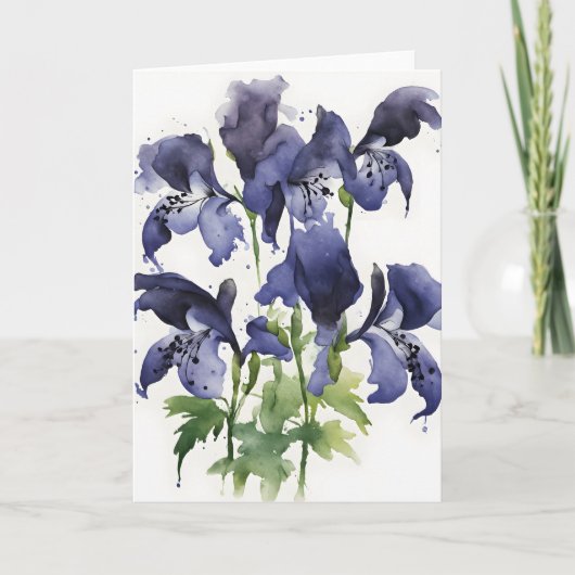 Carte Aconit - Fleurs à l'aquarelle (Devant)