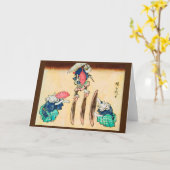 Carte Acrobat Cat, Hiroshige, Ukiyo-e (Fleur jaune)
