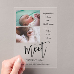 Carte Acrylique Faire-part de naissance Deux Photo